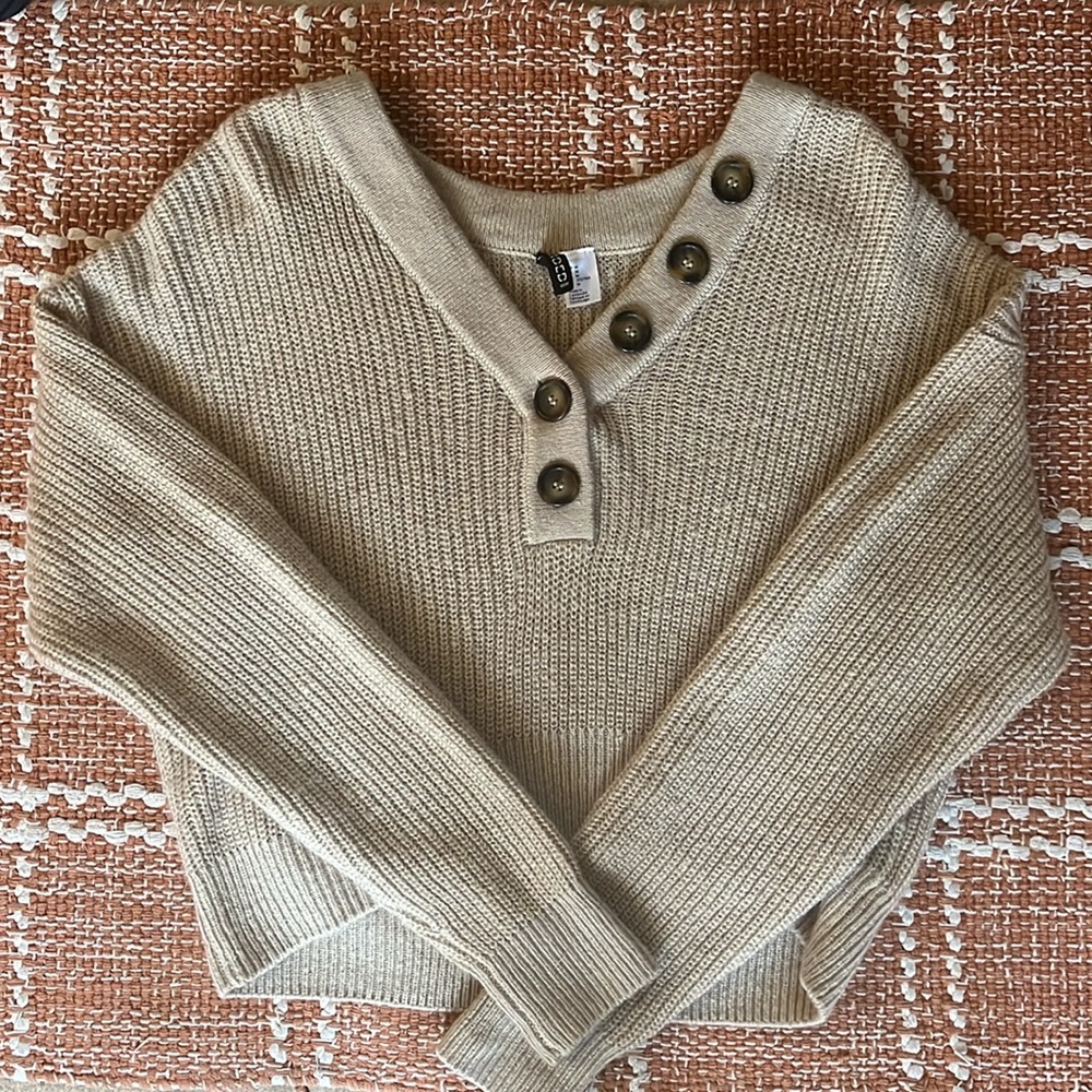 Tan Off the Shoulder Sweater